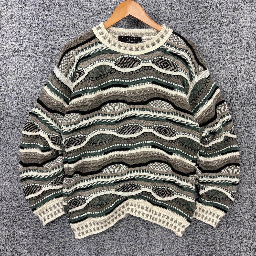Vintage Protege Collection 3D Knit Sweater Mens Medium Coogi Style Made USA 90s